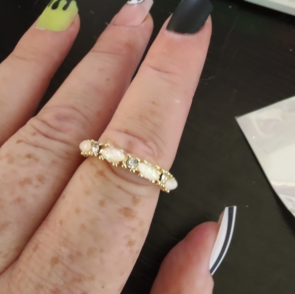 Gold plated opal and mossianite - Picture 6 of 8